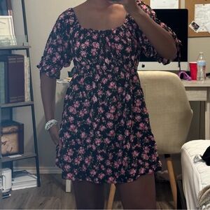 Floral Black and Pink Dress